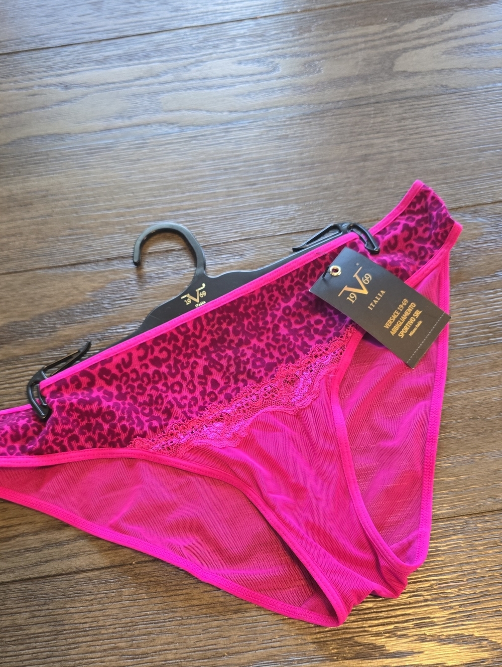 Versace Pink Lace & Animal Print Bikini Panties- Women Intimates